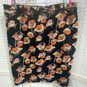 Who What Wear Black Skirt with Floral Design
